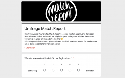 Jetzt mitmachen: Match.Report-Umfrage