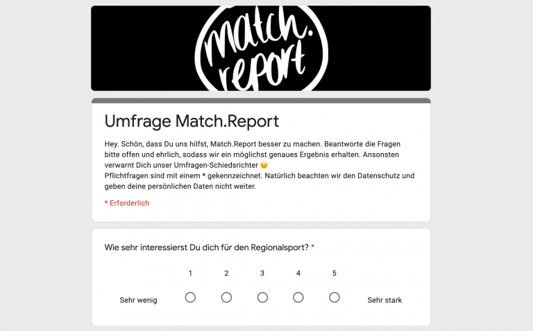 Mehr über den Artikel erfahren Jetzt mitmachen: Match.Report-Umfrage