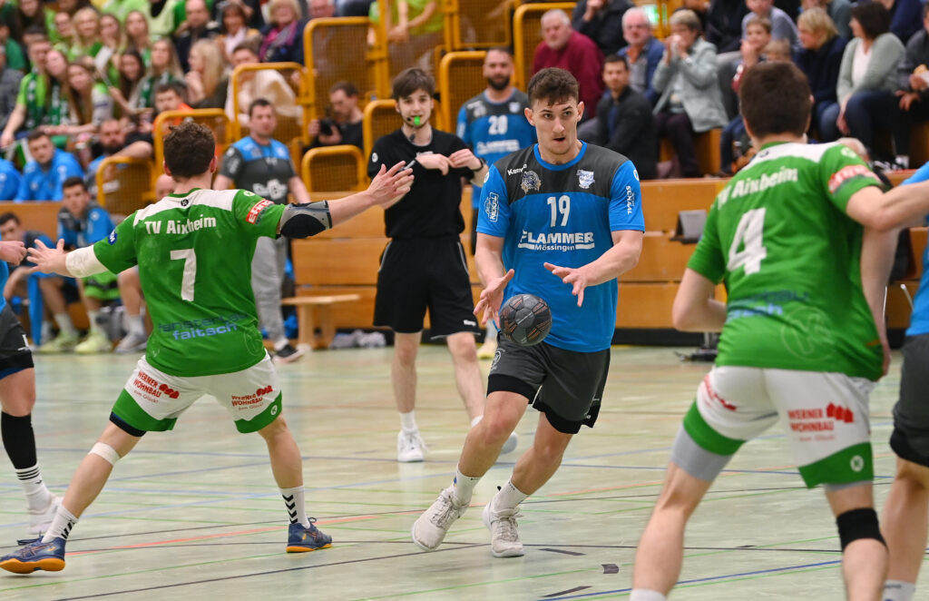 Handball Landesliga  2022/2023      15.04.2023MaennerSpvgg Moessingen - TV AixheimKai Kussmann (Mitte, Spvgg Moessingen)FOTO: ULMER PressebildagenturxxNOxMODELxRELEASExx